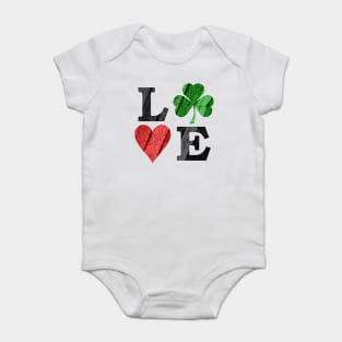 St. Patrick's Day LOVE with Heart and Shamrock Baby Bodysuit